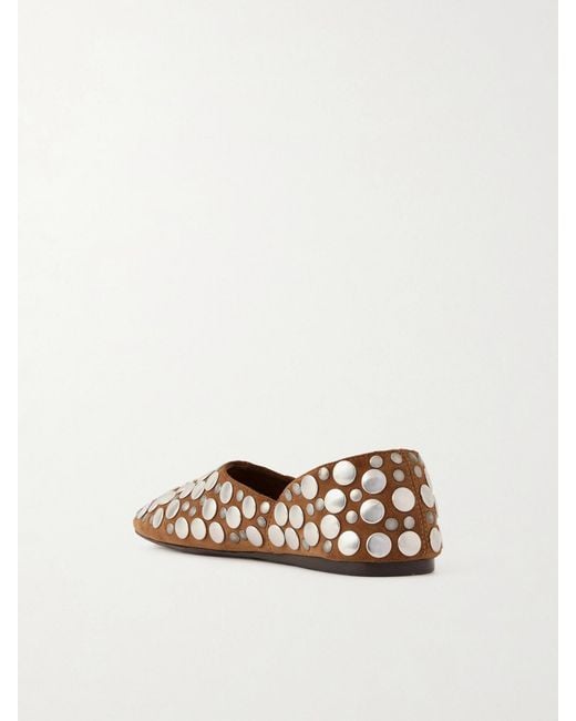 Khaite Natural Jane Studded Suede Flats