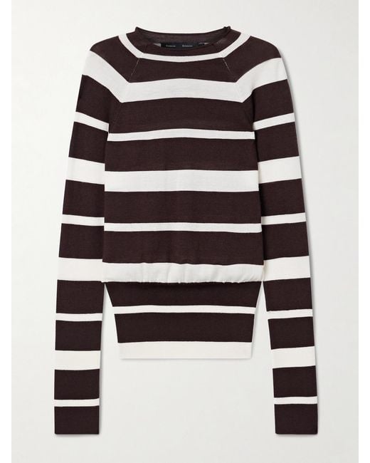 Proenza Schouler Black Gia Striped Wool And Silk-Blend Sweater