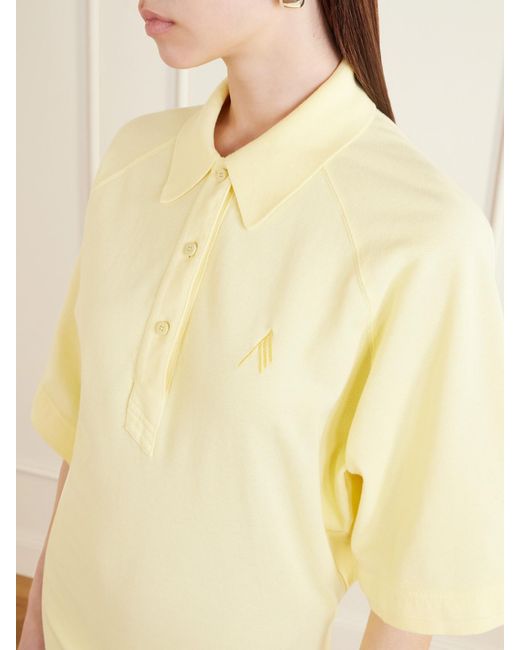 The Attico Yellow Logo-Embroidered Cotton-Piqué Mini Dress
