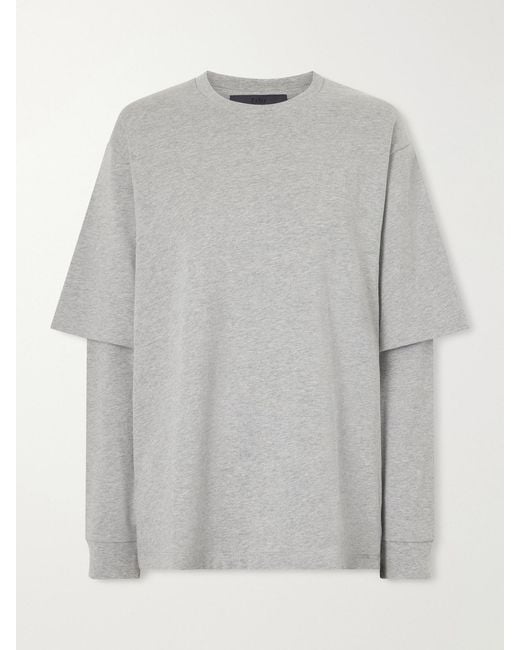 Tibi Gray Perfect T Layered Cotton-Jersey T-Shirt