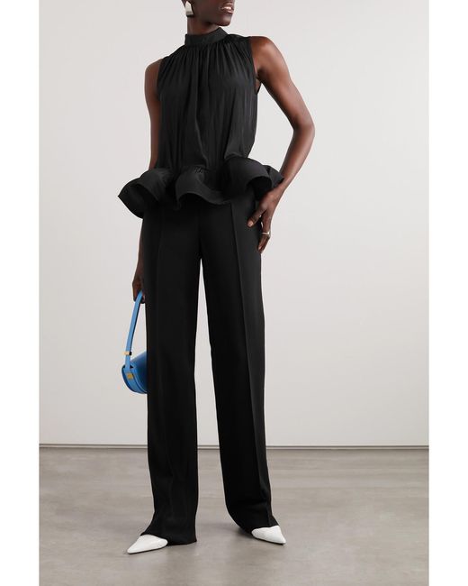 Lanvin Black Pleated Shell Blouse