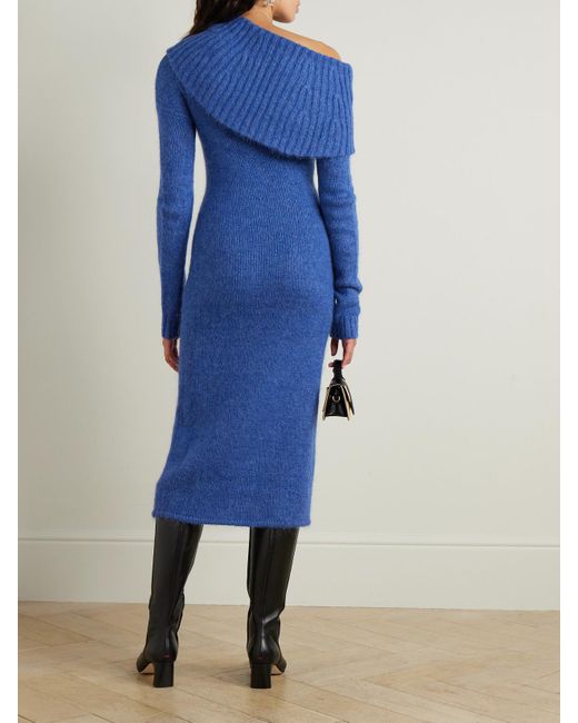 Cult Gaia Blue Grayson Off-The-Shoulder Recycled Knitted Midi Dress