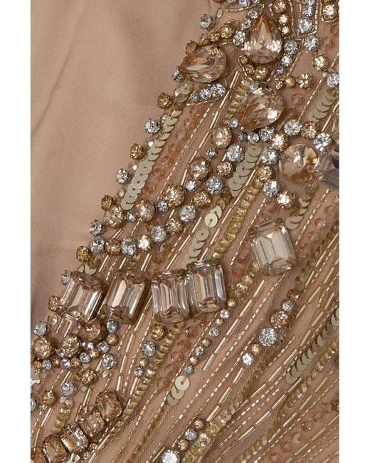 Jenny Packham Natural Lotus Cape-effect Embellished Tulle Gown