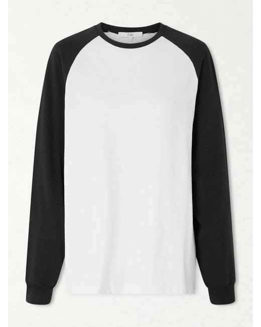 Tibi Black Perfect T Two-Tone Cotton-Jersey T-Shirt