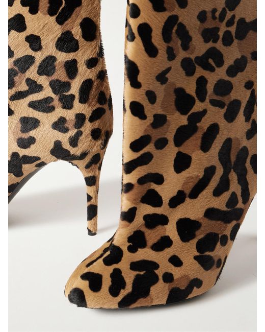 Alaïa Brown 90 Leopard-Print Calf Hair Ankle Boots
