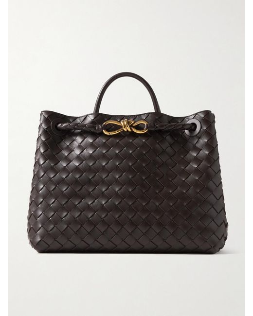 Bottega Veneta Black Andiamo Medium Intrecciato Leather Tote