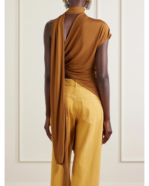 Christopher Esber White Vienna Scarf-Detail Draped Jersey Blouse