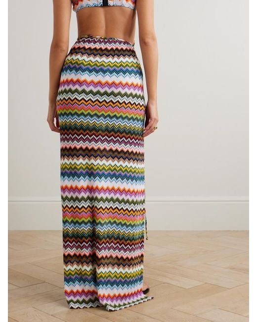 Missoni Multicolor Mare Striped Metallic Crochet-Knit Maxi Wrap Skirt