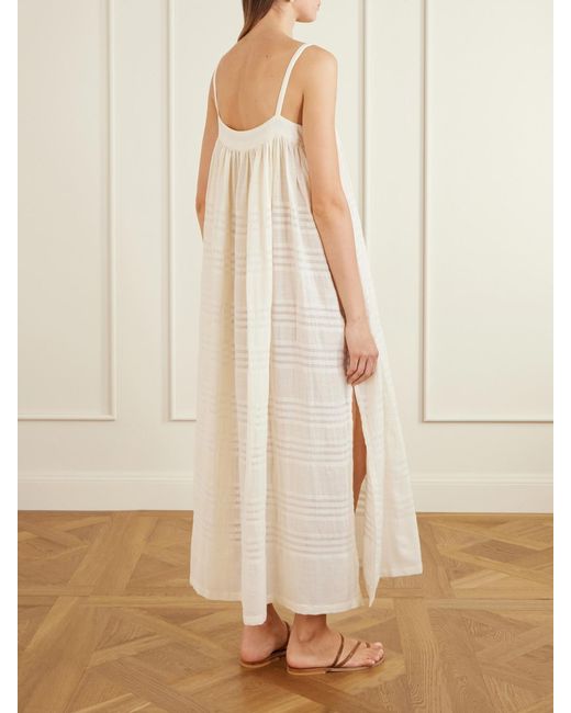 Lemlem White Eda Striped Cotton-Gauze Midi Dress