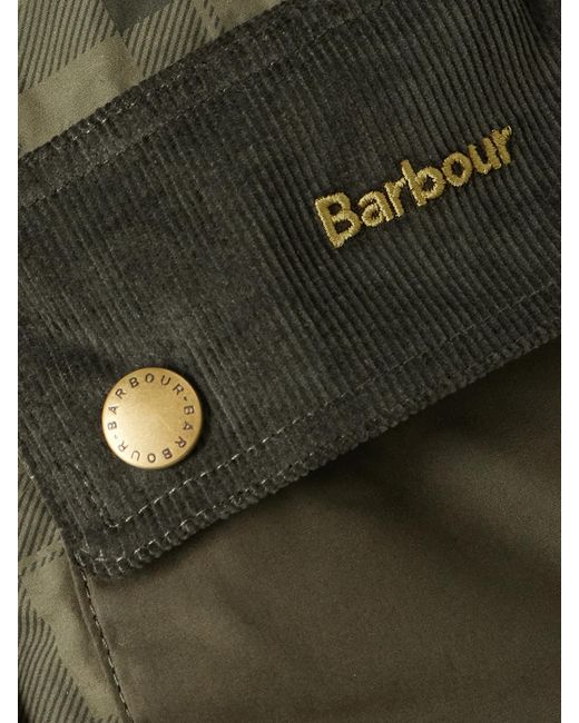 Barbour Green Beadnell Corduroy-Trimmed Checked Cotton Jacket