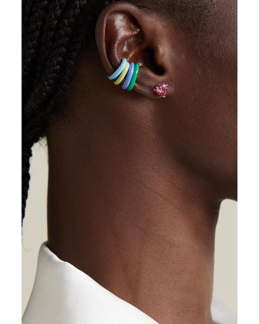 Fry Powers Pink The Complete Set Unicorn Set Of Eight Sterling And Enamel Ear Cuffs