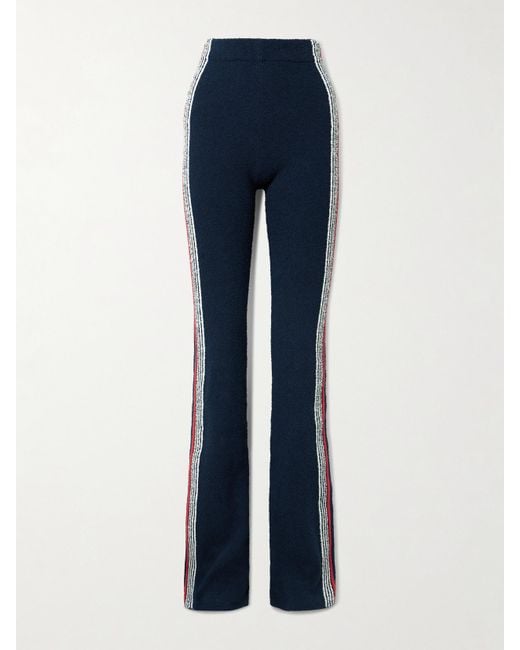 Rabanne Blue Hose Mit Geradem Bein Aus Bouclé Aus Einer Baumwollmischung Mit Streifen Und Stickerei