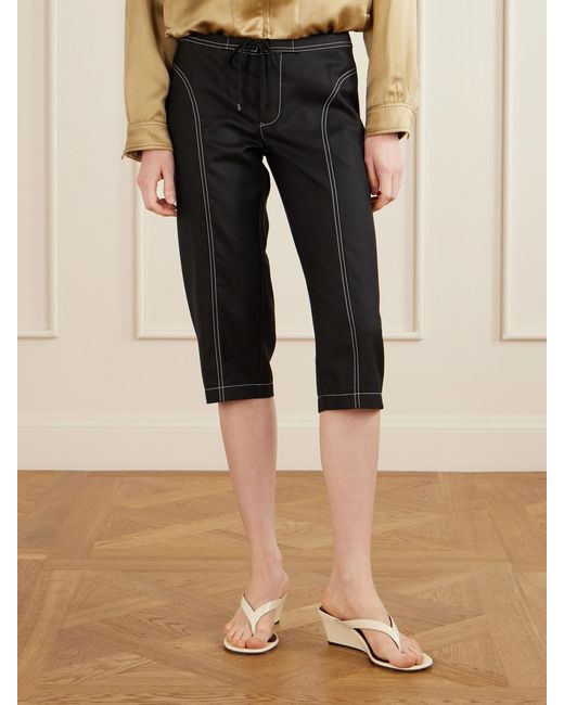 Aflalo Black Zuri Wool-Twill Skinny-Leg Capri Pants