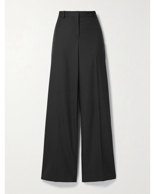 The Row Black Bufus Hose Mit Geradem Bein Aus Wolle