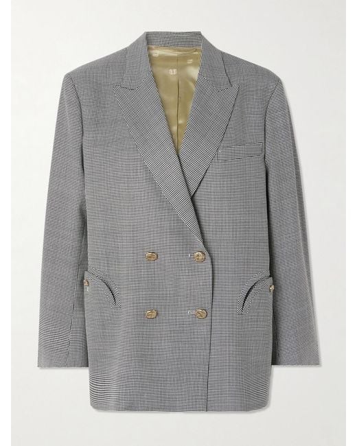 Blazé Milano Gray Regal Nightbreak Double-Breasted Houndstooth Wool Blazer