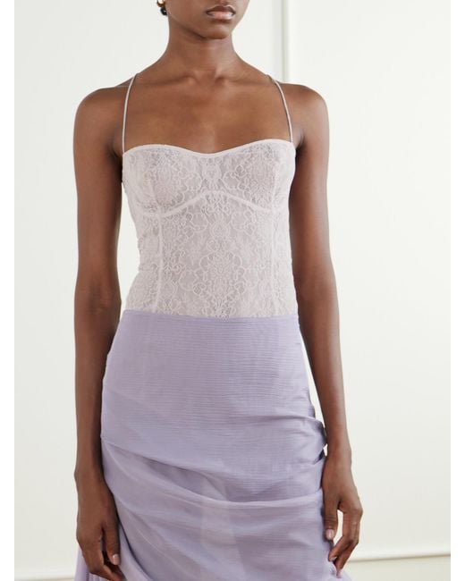 PAULINE DUJANCOURT Pink Liqaa Lace Bodysuit