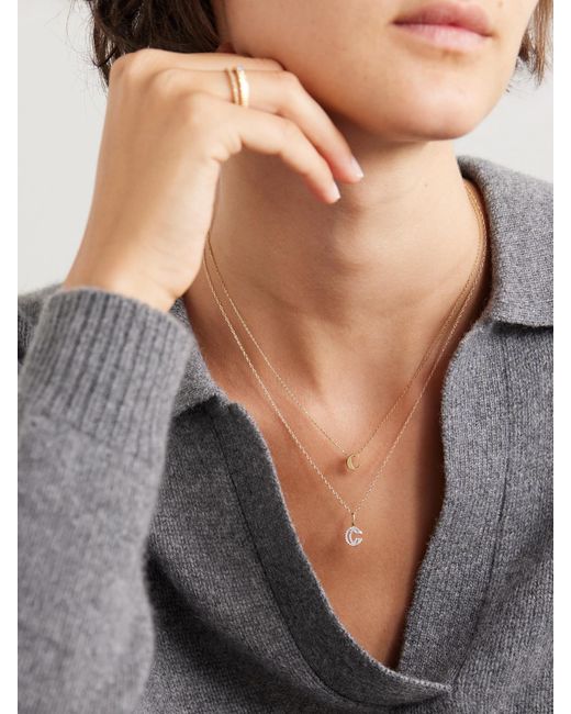 STONE AND STRAND Natural Letterpress Initial 14-Karat Necklace