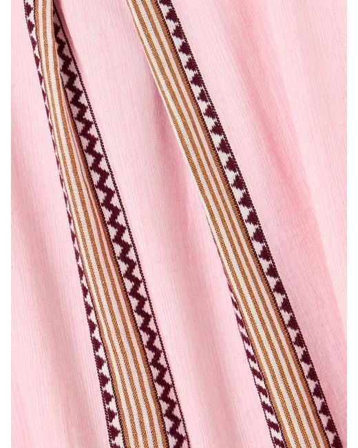 Lemlem Pink Nia Midikleid Aus Einer Baumwollmischung Mit Streifen