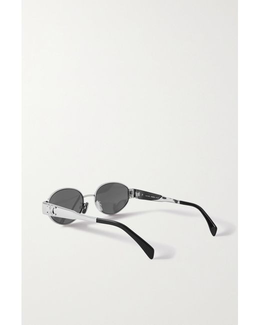 Celine Oval-frame Silver-tone And Acetate Sunglasses in Metallic | Lyst