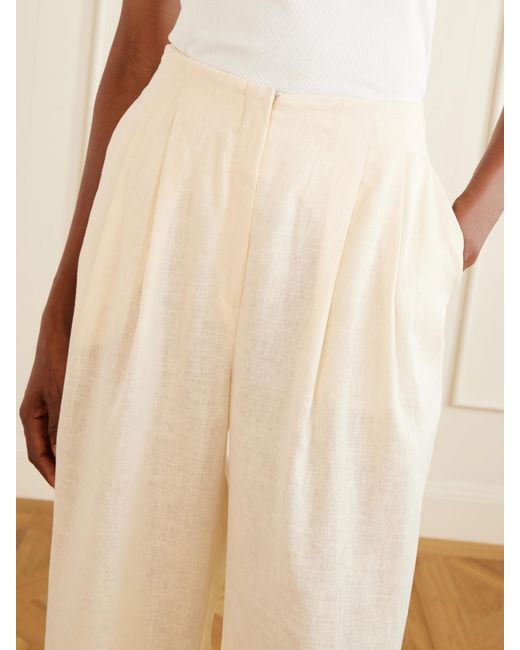 ANDRES OTALORA White Ancestra Pleated Linen Wide-Leg Pants