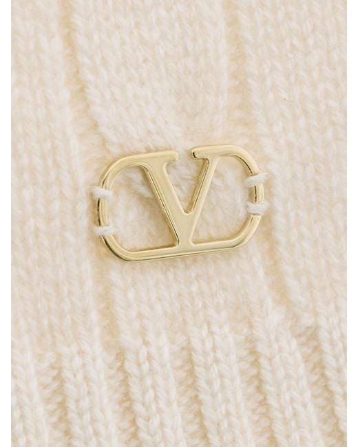 Valentino Garavani Natural Ruffle-Trimmed Embellished Cable-Knit Cashmere Sweater