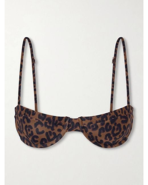 Haight Gray Barbara Leopard-Print Bikini Top