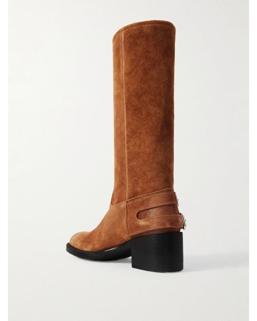 Chloé Brown Buckled Suede Boots
