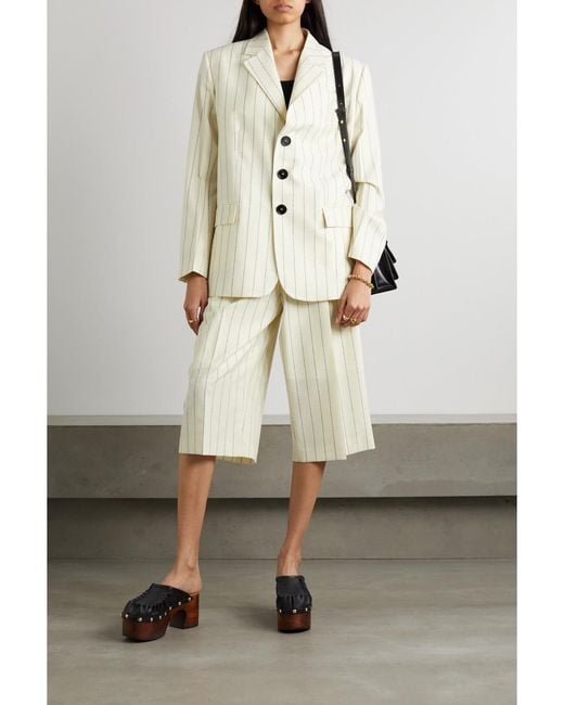 Marni Natural Pinstriped Wool Blazer