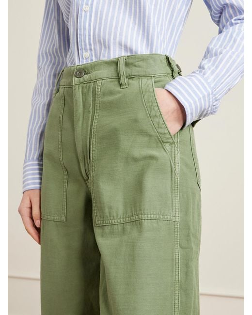 Polo Ralph Lauren Green Cotton-Twill Straight-Leg Pants