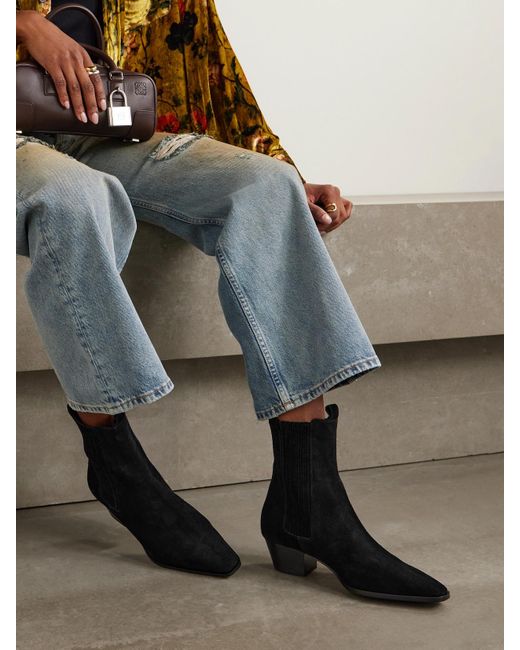 Aeyde Black Agata Suede Ankle Boots