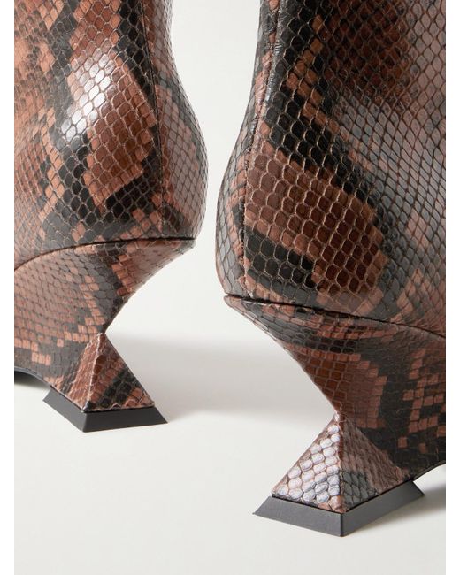 The Attico Brown Cheope Snake-Effect Leather Ankle Boots