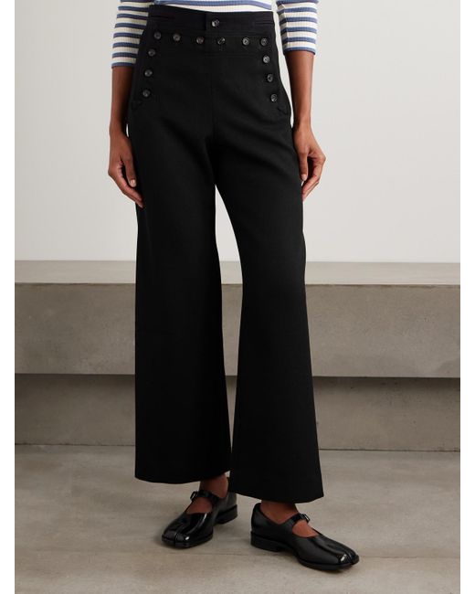 Bode Black Sailor Wool-Twill Straight-Leg Pants