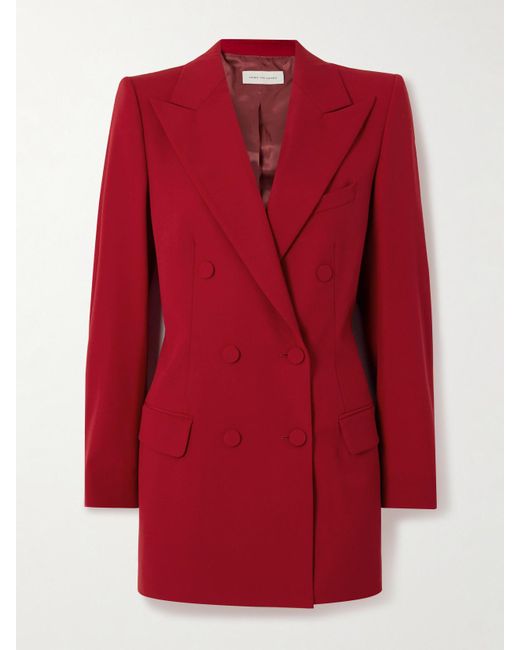 Dries Van Noten Red Double-Breasted Wool Blazer