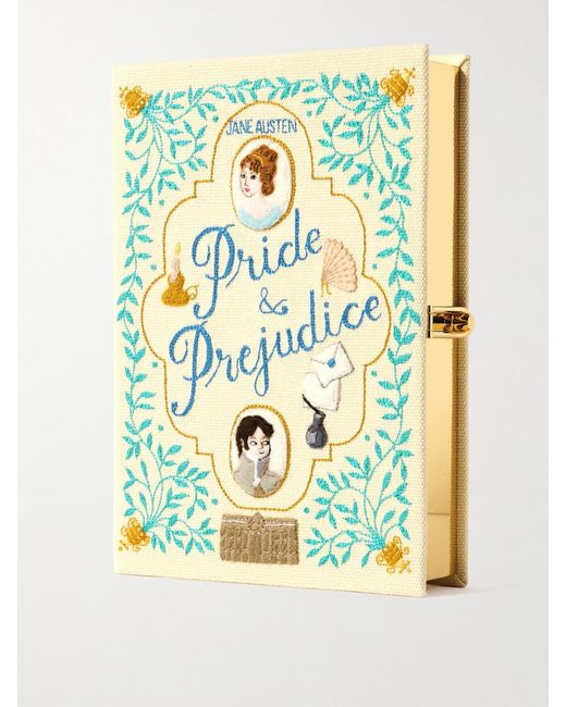 Olympia Le-Tan Metallic Pride And Prejudice Embroidered Appliquéd Canvas Clutch