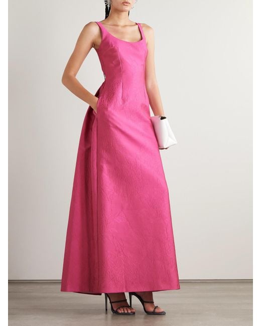 Emilia Wickstead Pink Ninette Pleated Cloqué Gown