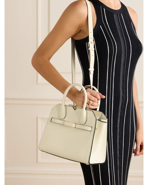 Valextra Natural Milano Mini Textured-Leather Tote