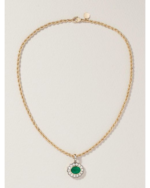Marlo Laz Natural 14-Karat And, Emerald And Diamond Necklace