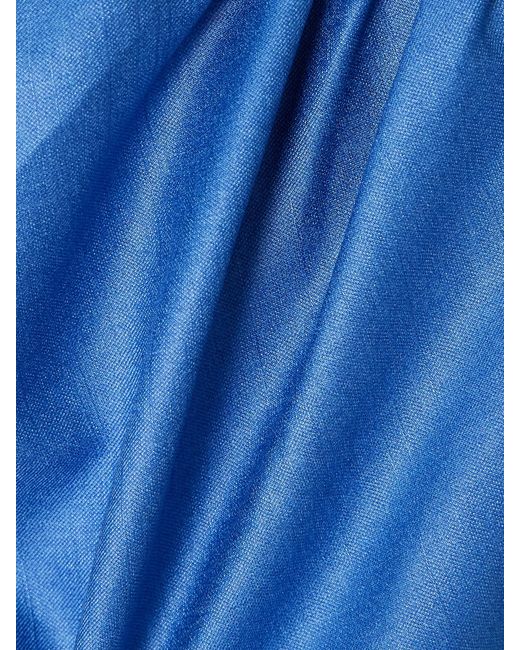 Abadia Blue Mira Layered Knotted Charmeuse Midi Dress