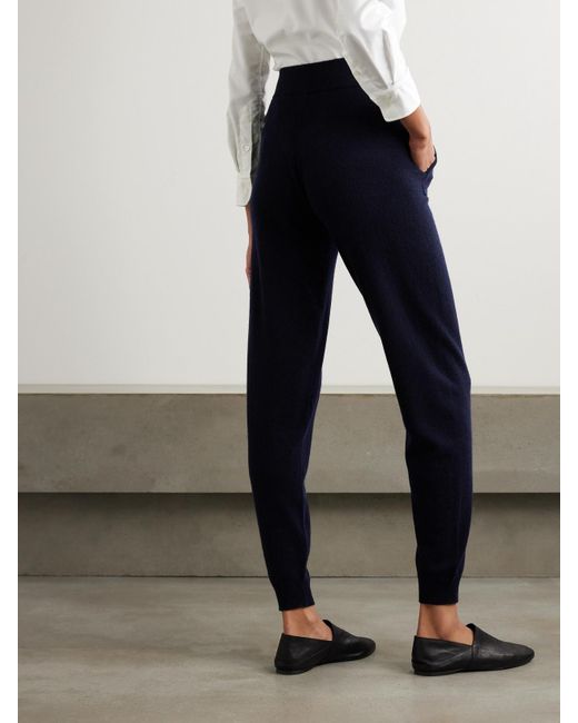 Allude Blue Wool And Cashmere-Blend Tapered Track Pants