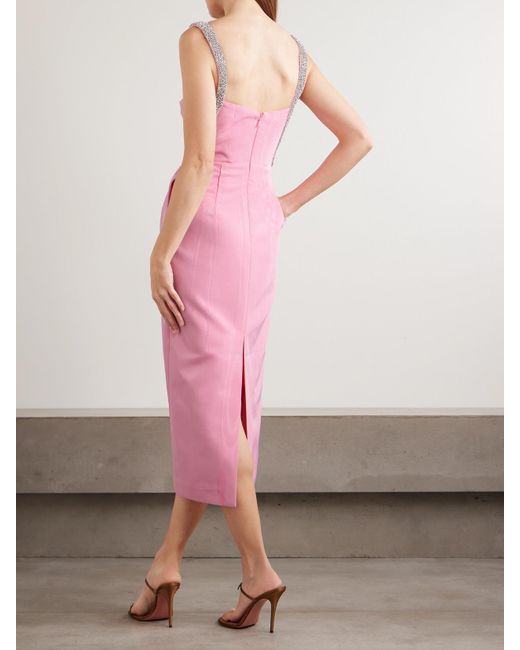 Robe Midi En Taffetas À Plis Et À Cristaux Amaro Rebecca Vallance en coloris Pink