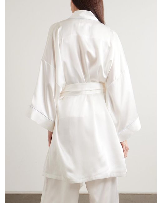 Olivia Von Halle White Mimi Silk-Satin Robe