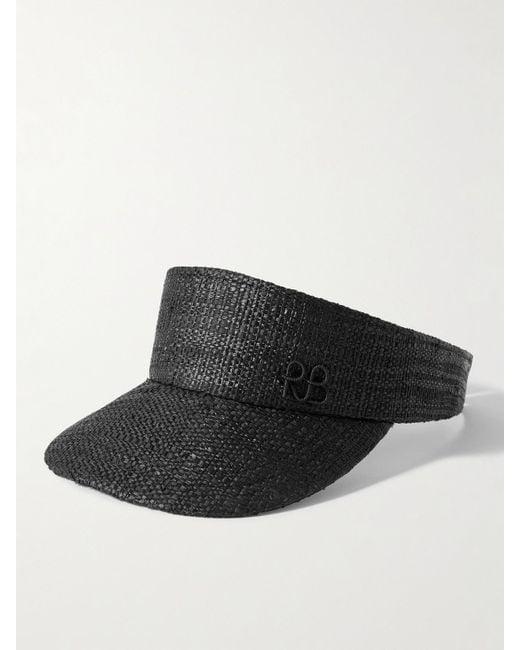 Ruslan Baginskiy Black Visor Aus Stroh Mit Stickerei