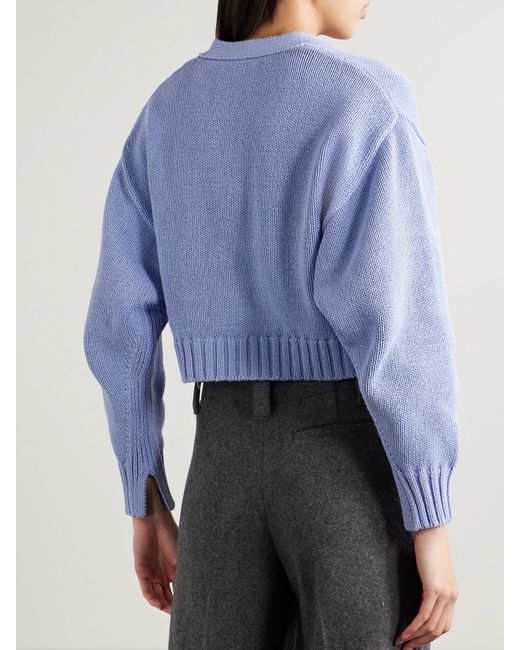 Proenza Schouler Blue Sofia Verkürzter Cardigan Aus Einer Baumwollmischung