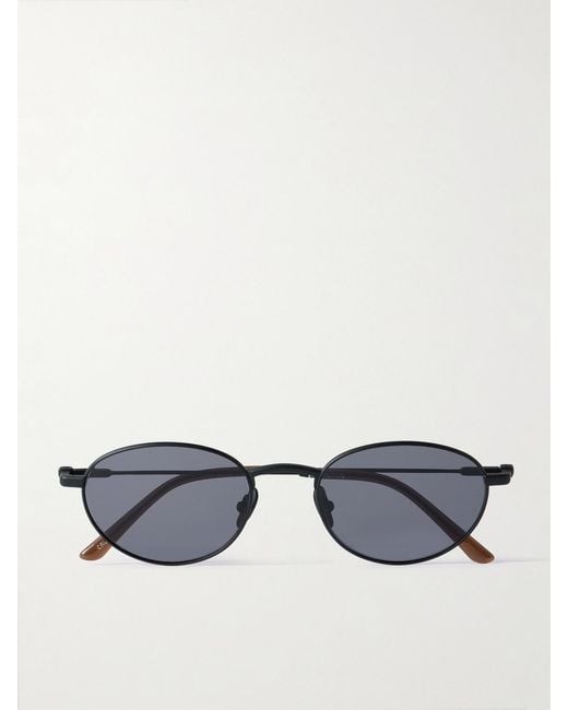 THISTLES Black The Cruz Oval-Frame Metal Sunglasses
