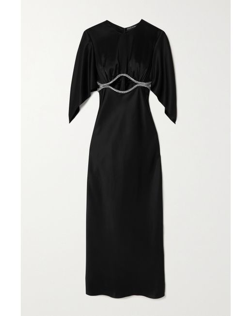David Koma Cutout Crystal-embellished Satin Midi Dress in Black | Lyst