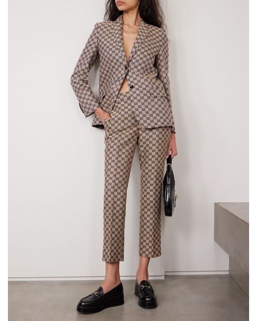 Gucci Natural Hose Aus Canvas Aus Einer Leinenmischung Mit Jacquard-Muster