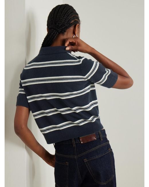 arch4 Blue Octavia Striped Cashmere Polo Shirt