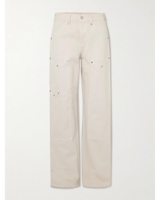 Re/done Natural Workwear Frayed Embellished Mid-Rise Boyfriend Jeans