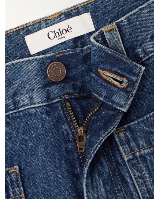 Chloé Blue Cropped High-Rise Bootcut Jeans
