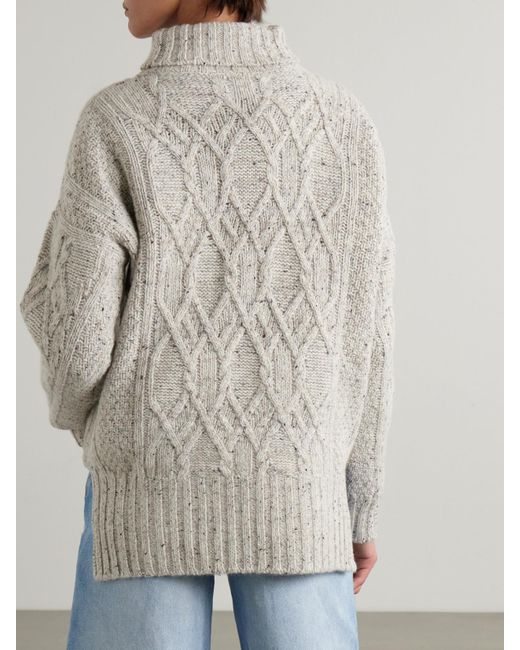 James Purdey & Sons Gray Cable-Knit Wool And Cashmere-Blend Turtleneck Sweater